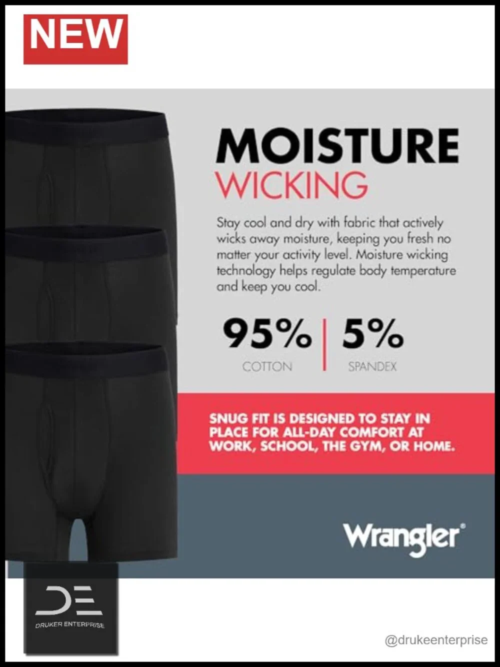 Cotton Stretch Moisture-Wicking Boxer Briefs 6-Pack